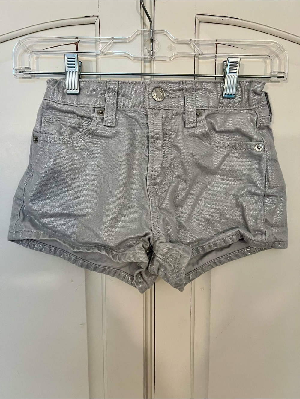 Girls' Metallic Silver Denim Shorts